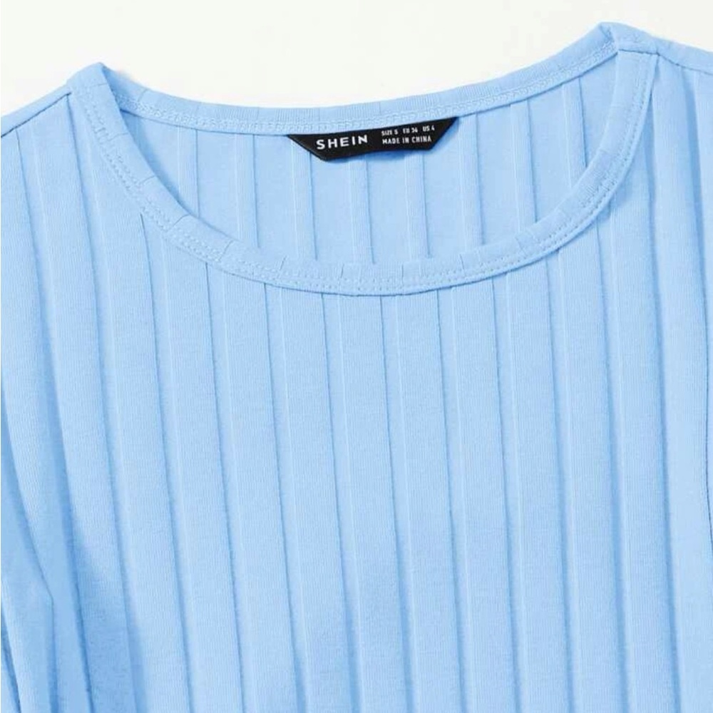 Drawstring Ruched Baby Blue Dress - Picture 4 of 5